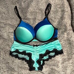 Victoria's Secret Blue and Aqua Bra and Panty Set